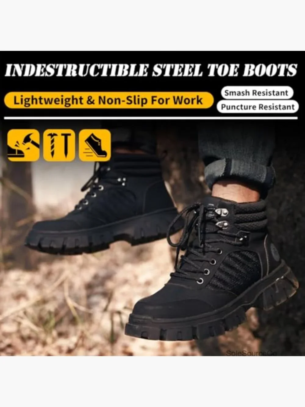 Steel Toe Work Boots Men Safety Industrial Construction Lightweight Non Slip